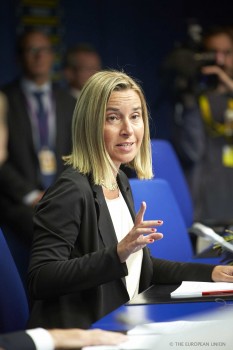 F. Mogherini le jour de sa nomination, le 30 aout au Conseil européen (crédit : Conseil de l'UE)