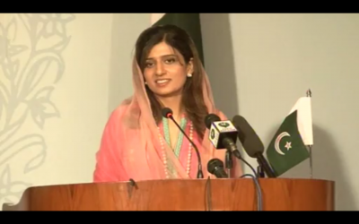 Hina Rabbani Khar, la ministre des affaires étrangères du Pakistan, lors de la conférence de presse commune avec Catherine Ashton, le 5 juin 2012 (© European Union, 2012)
