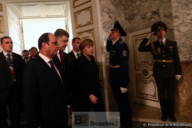 le couple franco-allemand à leur arrivée à Minsk