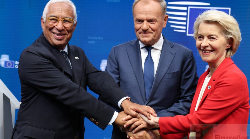 António Costa, Donald Tusk et Ursula von der Leyen, au Conseil le 26 juin 2025. (Consilium)